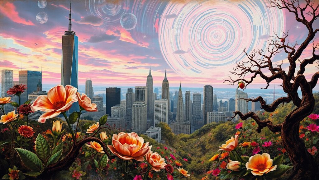 Nature’s Embrace of Urban – free AI stock image