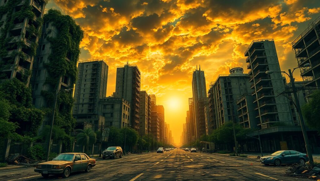 Nature’s Reclamation of Urban Ruins iNV – free AI stock image