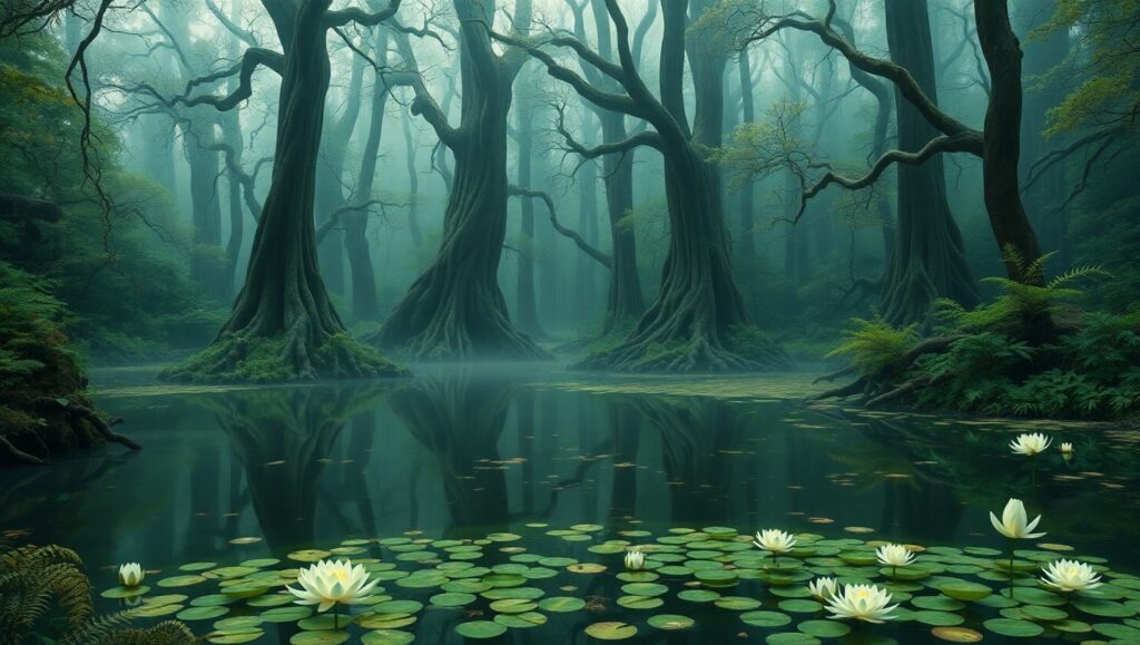 Nature’s Reflection in Negative Space – free AI stock image