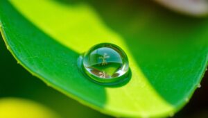 Nature’s Reflection in Water Droplets – free AI stock image