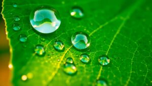 Nature’s Reflections in Dew Drops – free AI stock image