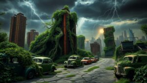 Nature’s Revenge on a Dystopian – free AI stock image