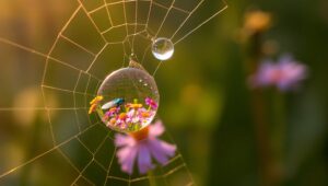 Nature’s Tiny Reflections at – free AI stock image