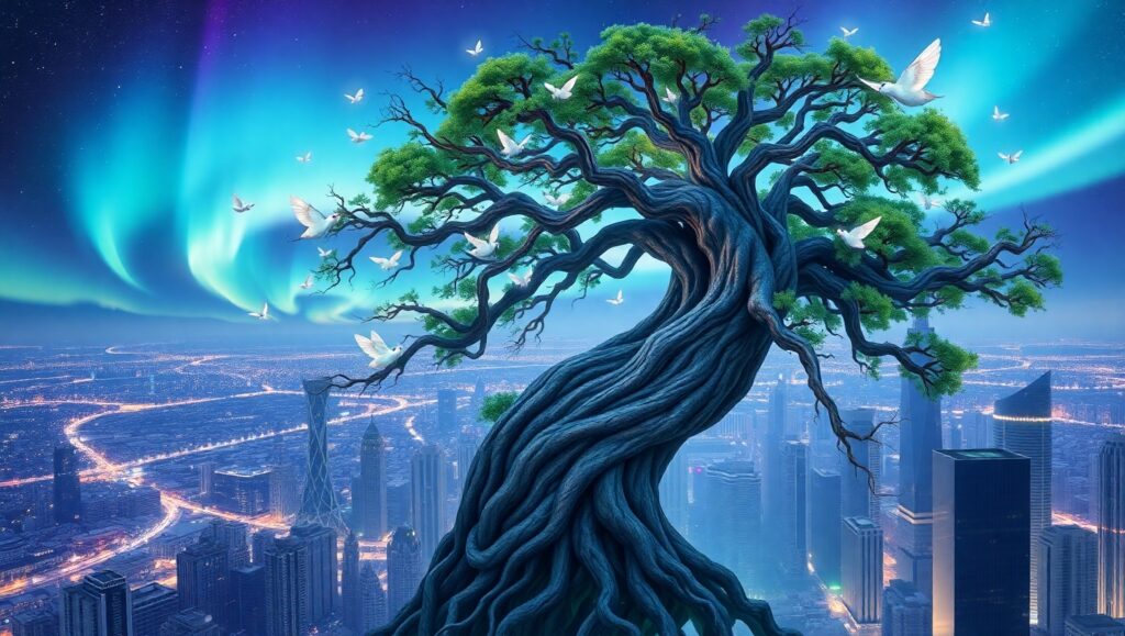 Nature’s Triumph Over Urban Sprawl – free AI stock image