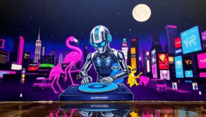 Neon Beats in Urban Jungle – free AI stock image