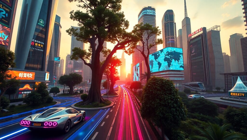 Neon City: A Future Unfolds – free AI stock image