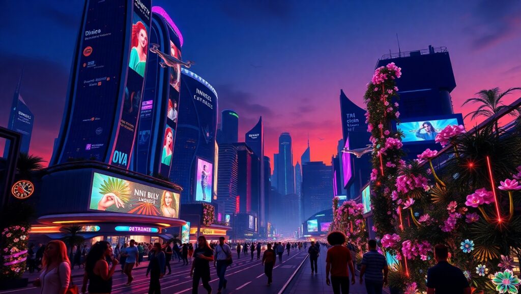 Neon City: Future Living Unveiled – free AI stock image