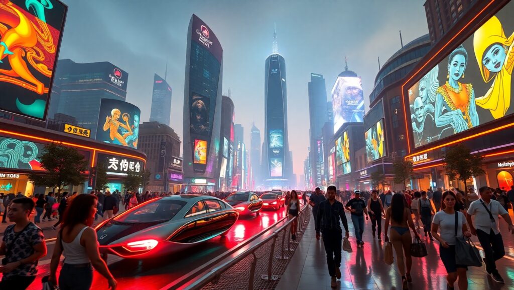 Neon City Nights Awash in Color – free AI stock image