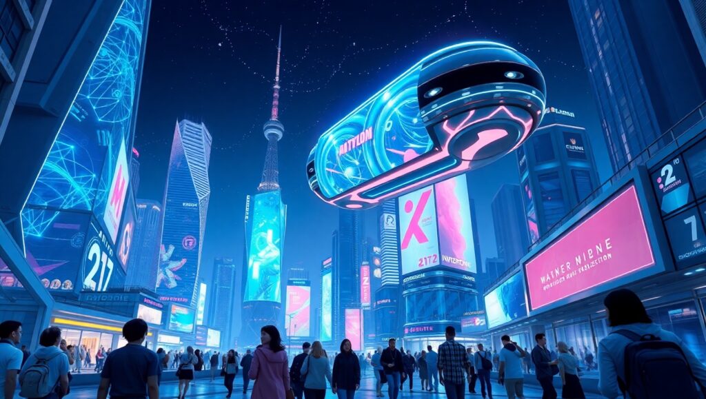 Neon City of the Future – free AI stock image