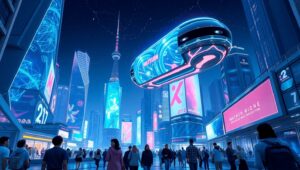 Neon City of the Future – free AI stock image