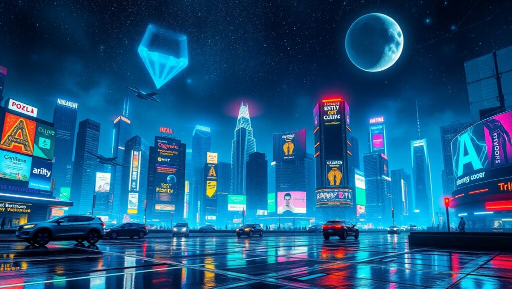 Neon Cityscape at Night – free AI stock image