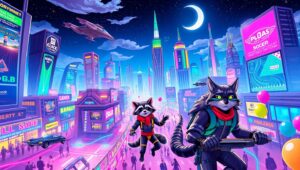 Neon Cyberpunk Animal Festival – free AI stock image