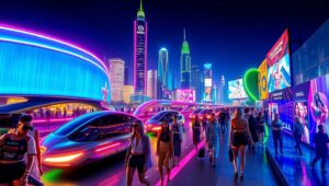 Neon Dream Cityscape at Night – free AI stock image