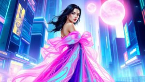 Neon Dreams: Futuristic Fashion Unveiled – free AI stock image