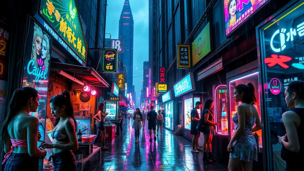 Neon Dreams in a Cyberpunk City 62m – free AI stock image