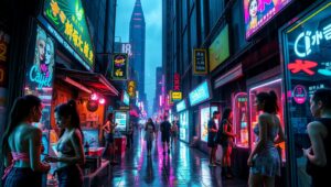 Neon Dreams in a Cyberpunk City 62m – free AI stock image