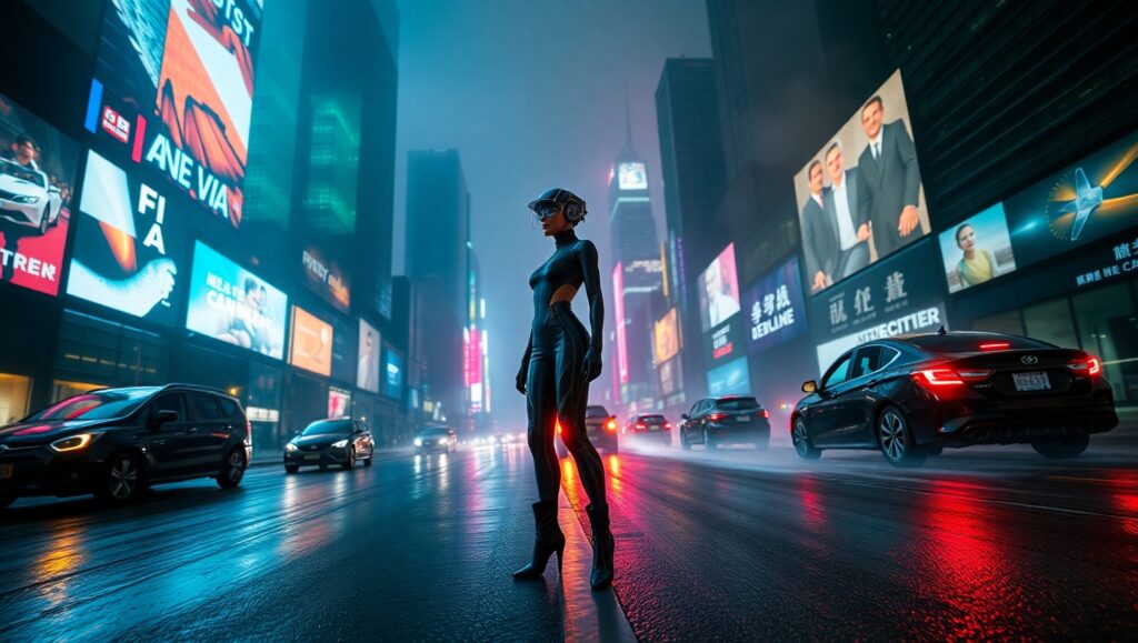 Neon Dreams in a Cyberpunk City cwE – free AI stock image