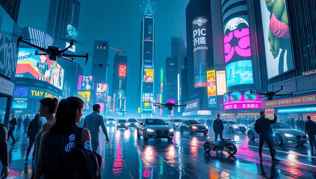 Neon Dreams in a Cyberpunk City ywz – free AI stock image