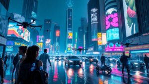 Neon Dreams in a Cyberpunk City ywz – free AI stock image