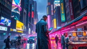 Neon Dreams in a Dystopian – free AI stock image