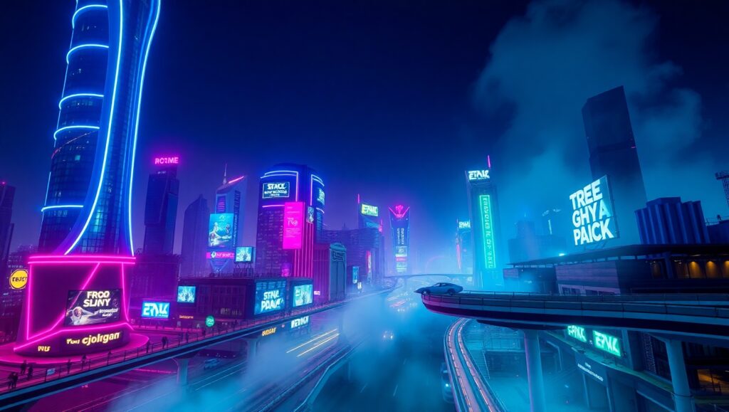 Neon Dreams in a Futuristic – free AI stock image