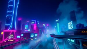 Neon Dreams in a Futuristic – free AI stock image