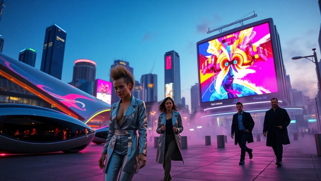 Neon Dreams in a Futuristic City 8qR – free AI stock image