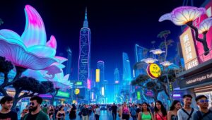 Neon Dreams in a Futuristic City a7E – free AI stock image