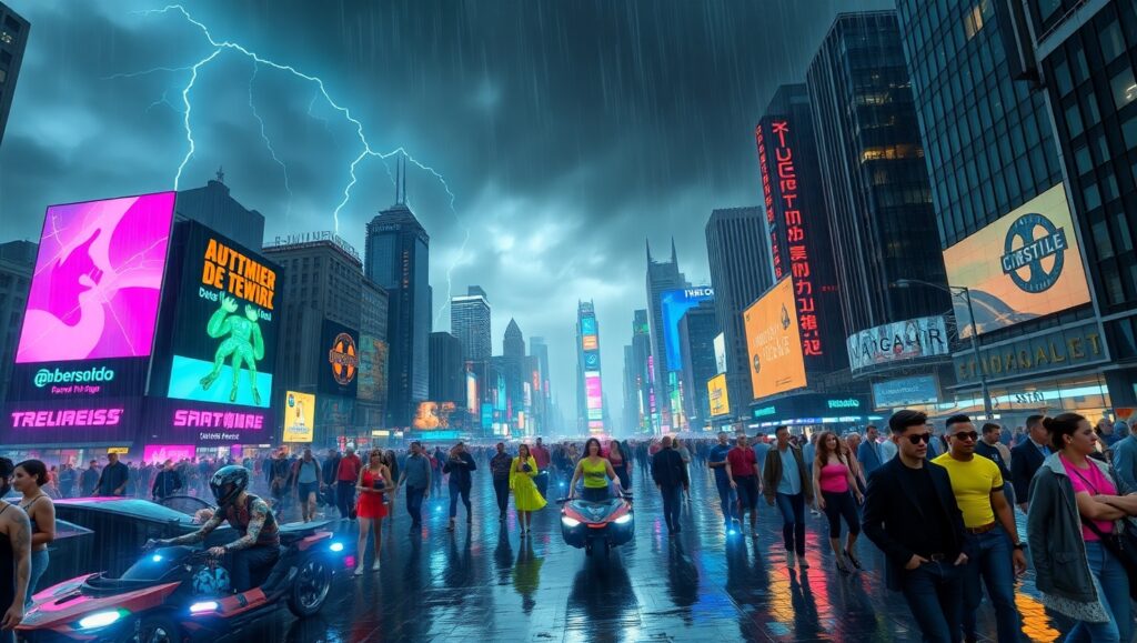 Neon Dreams in a Futuristic City lmd – free AI stock image