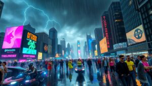 Neon Dreams in a Futuristic City lmd – free AI stock image