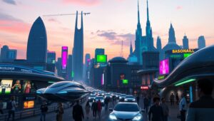 Neon Dreams in a Futuristic City – free AI stock image