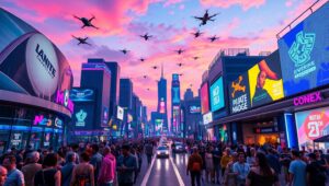Neon Dreams in a Futuristic City XcW – free AI stock image