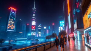 Neon Dreams in a Futuristic gyG – free AI stock image