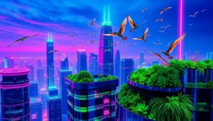 Neon Dreams in Infrared Light – free AI stock image