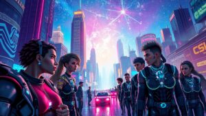 Neon Dreams of a Cyber City 5lS – free AI stock image