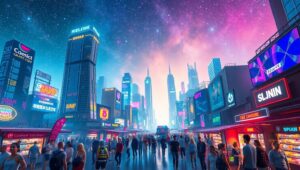Neon Dreams of a Cyber Metropolis – free AI stock image