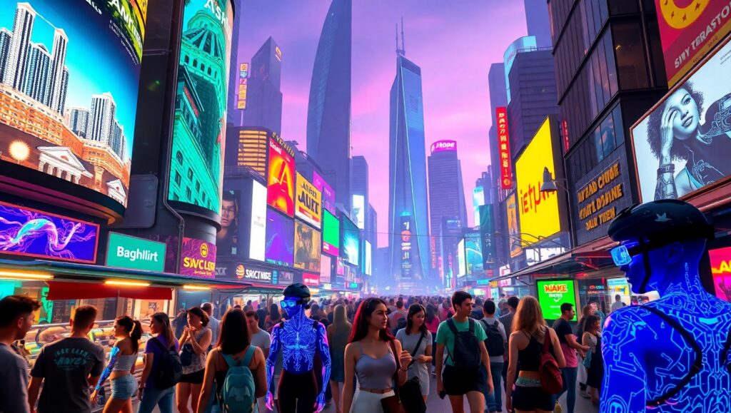 Neon Dreams of a Cybernetic City – free AI stock image