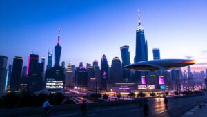 Neon Dreams of a Dystopian Future – free AI stock image