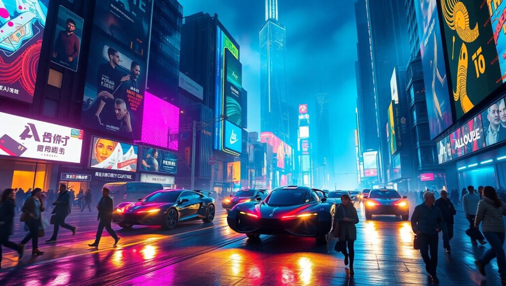 Neon Dreams of a Future City CTf – free AI stock image