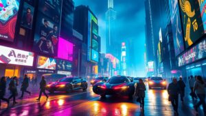 Neon Dreams of a Future City CTf – free AI stock image