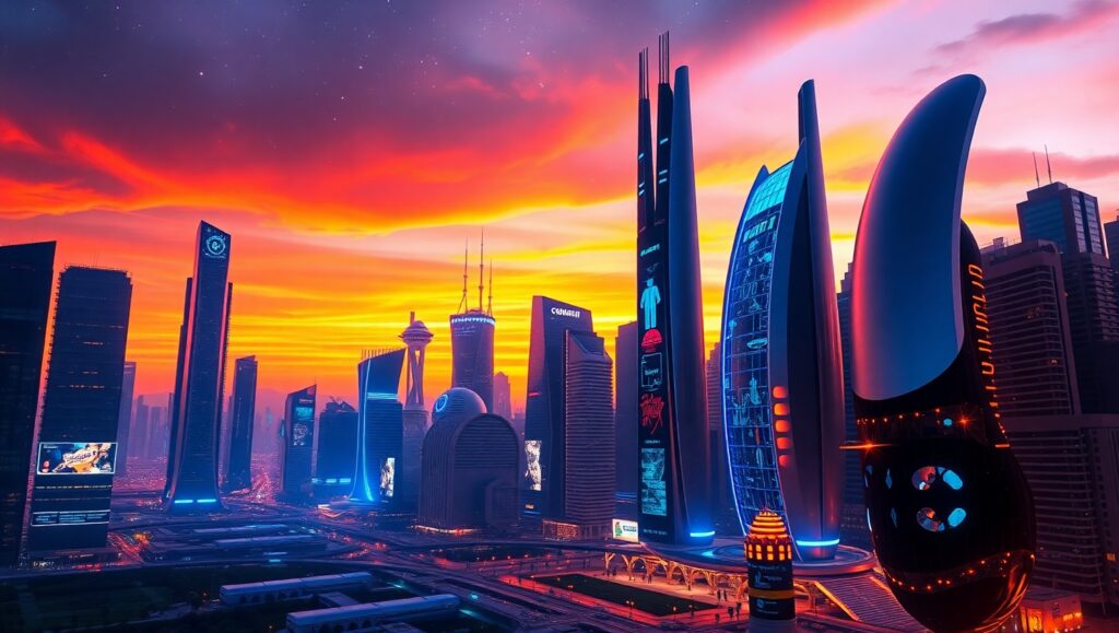 Neon Dreams of a Futuristic City 4f9 – free AI stock image