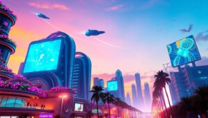Neon Dreams of a Futuristic City akq – free AI stock image