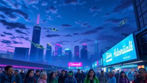 Neon Dreams of a Futuristic City DAo – free AI stock image