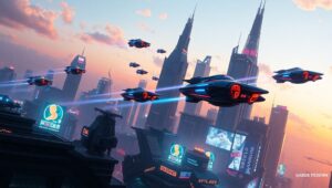 Neon Dreams of a Futuristic City – free AI stock image