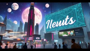 Neon Dreams of a Futuristic City NZD – free AI stock image