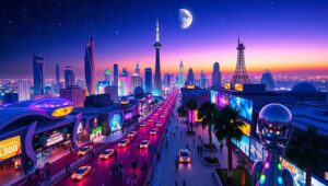 Neon Dreams of a Futuristic City zl2 – free AI stock image