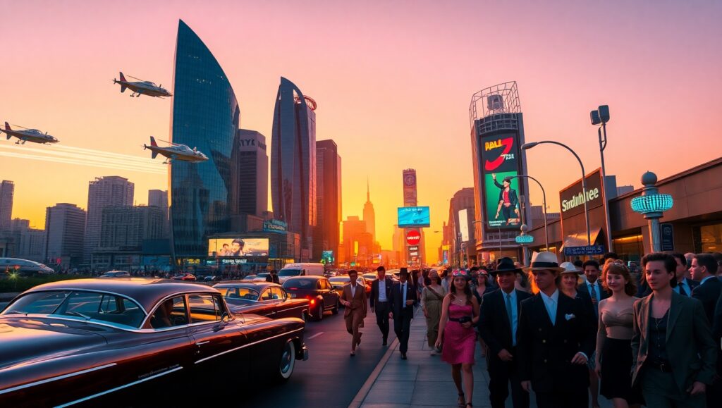 Neon Dreams of a Retro Future – free AI stock image