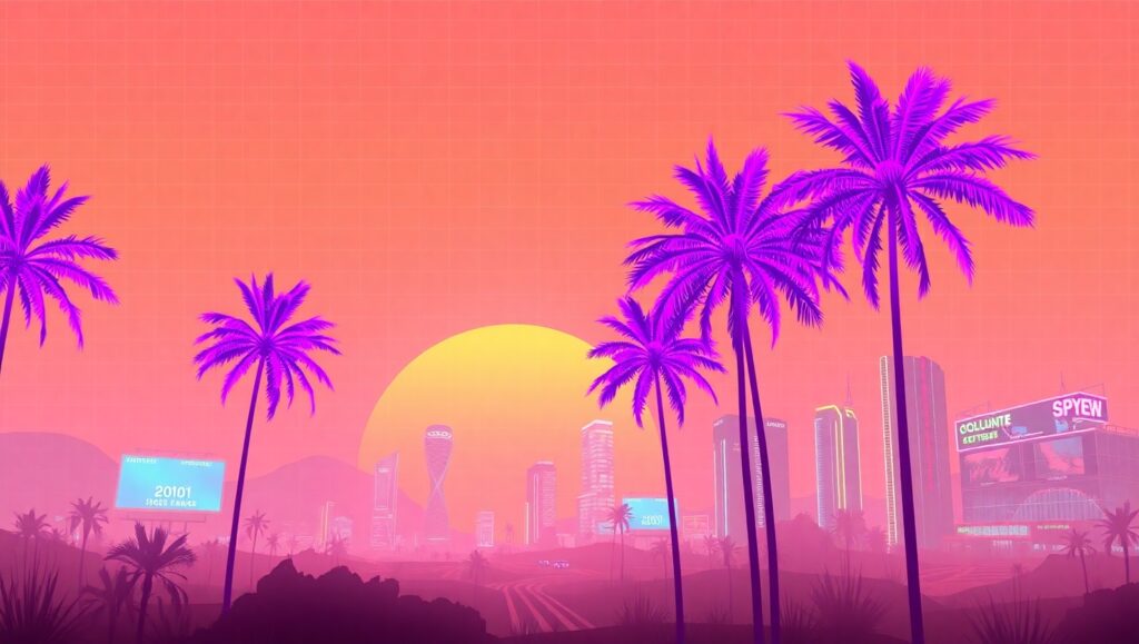 Neon Dreams of a Retro Future feK – free AI stock image
