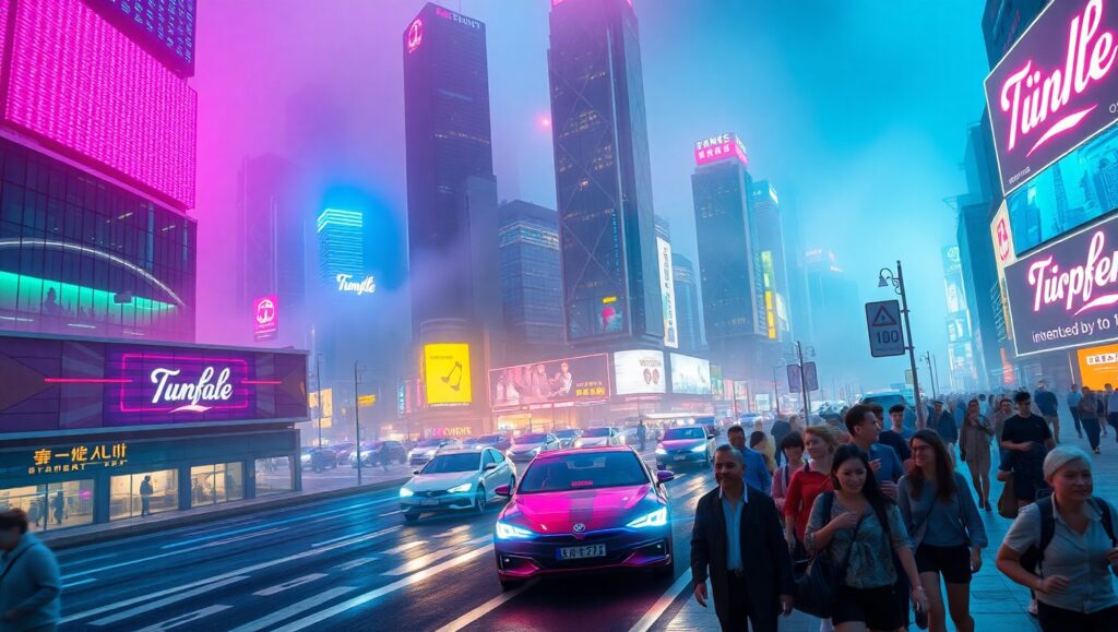 Neon Dreams of Future City – free AI stock image