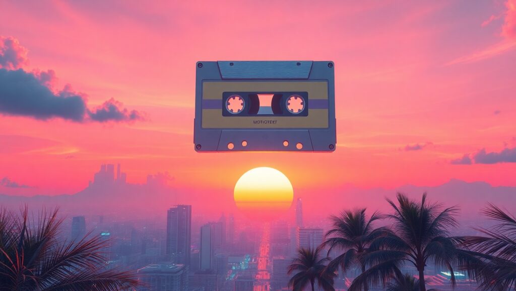 Neon Dreams of Retro Future – free AI stock image